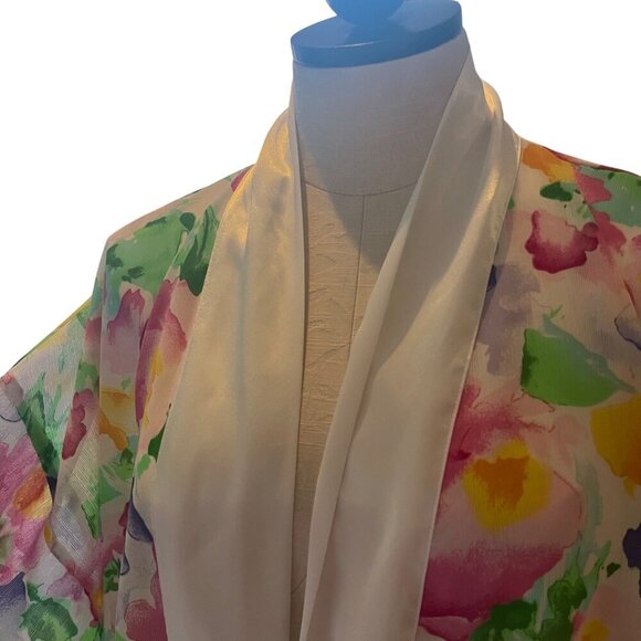 Victorias Secret Vintage Womens Robe One Size Multicolor Floral Print Satin Trim - Picture 4 of 9